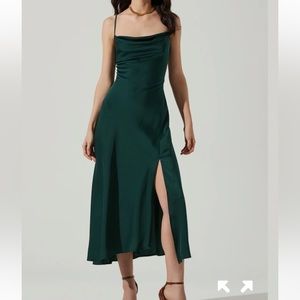 ASTR the label green silk midi strap dress size S